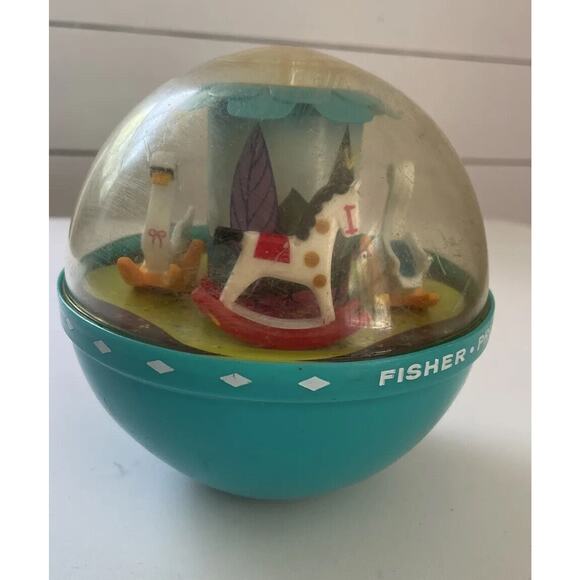 Vintage 1966 Fisher Price Toys Roly Poly Chime Ball Musical Baby Carousel - Picture 2 of 5